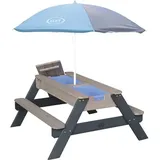 Axi Sand und Wasser Picknicktisch Nick Grau mit Sonnenschirm Blau Grau