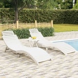 Tidyard Sonnenliege Gartenliege Relaxliege Freizeitliege Gartenmöbel Liege Holzliege Strandliege Saunaliege Liegestuhln 2 STK. Weiß 184x55x64 cm Massivholz Akazie