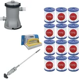 WAYS - Poolpflege - Poolsauger & Filterpumpe 2006 L/h & 12 Filter Typ II & WAYS Scheuerbürste