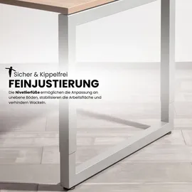 bümö Schreibtisch R-Serie Grau / Silber