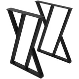 ML-Design 2 Stück Tischbeine 50xH71cm, Tischkufen X-Form, aus Stahl pulverbeschichtet, Schwarz, Industriedesign, Kufengestell für Esstisch/Schreibtisch