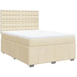 vidaXL Boxspringbett mit Matratze Creme 160x200 cm Stoff vidaXL