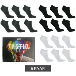 6 Paar TASTIQ Sneaker-Socken schlichte Baumwoll-Socken in Geschenkbox Sport-Socken Schwarz, Grau oder Weiß - 39-42
