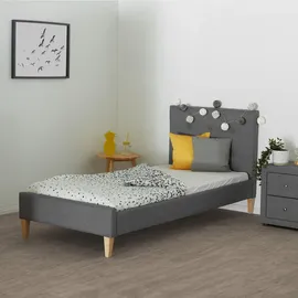 Homestyle4u Polsterbett 90 x 200 cm Grau