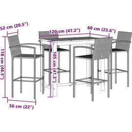 vidaXL Gartenbar Set 5-tlg. Grau
