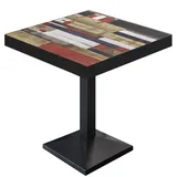 GGM Möbel BPA | Bistro Tisch | Quadratisch | Schwarzer Rand | 80 x 80 x 81 cm | Vintage Bunt / Schwarz
