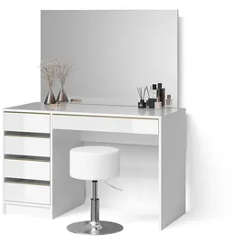 livinity SCHMINKTISCH Imola Weiß/Gold 120 cm mit Hocker