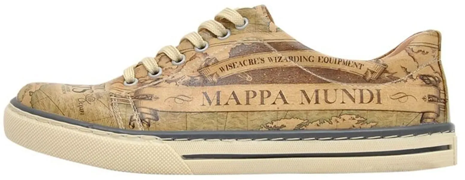 Sneaker DOGO "Damen Sneaker Mappa Mundi Fantastic Beasts Vegan Damen Sneaker /", Damen, Gr. 39, Normalschaft, bunt (schwarz), Lederimitat, Schuhe Skaterschuh Sneaker low, Vegan