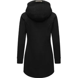 Ragwear Damen warme Teddyjacke lang Fleecemantel mit Kapuze Letti Teddy-Fleece YOUMODO Black Gr. 5XL - 5XL