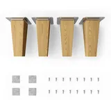 Sossai Möbelfüße aus Massivholz Eiche mit Öl-Finish, Clif Square HMF3, 12 cm hoch, eckig, gerade Ausführung, für Tische, Vitrinen, Schränke