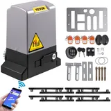 Vevor Schiebetüröffner, 1800 kg, Automatischer 4m-Toröffner mit 4 Fernbedienungen und APP-Steuerung, Elektrischer Torantrieb für Rollgasse, Sicherheitssystem Kit für Torantrieb