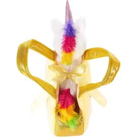 Brubaker Regenbogen Plüsch Einhorn in Handtasche - 20 cm - Plüschtier in Tasche - Stofftier Kuscheltier - Gelb