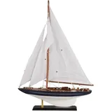 ib laursen Deko Segelschiff mit leinenfarbigen Segeln, 42 x 9.7 x 61.8 cm, weiß