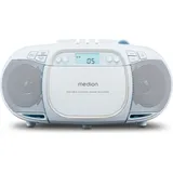 Medion E66476 Stereo Sound System (Boombox, CD-Player, MP3, Kassette, tragbarer Kassettenspieler für Kinder, UKW Radio, AUX, Kopfhörer, Netz & Batterie) blau