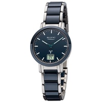 Regent Metall Damen Uhr FR-265 Analog-Digital Armbanduhr blau Funkuhr D2URFR265