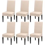 Stretch-stuhlhussen 6er-set, Waschbare Universal-esszimmerstuhlhussen, Leicht Zu Reinigender Stuhlbezug Für Esszimmerdekor Hotelrestaurant Beige Stuhlbezug