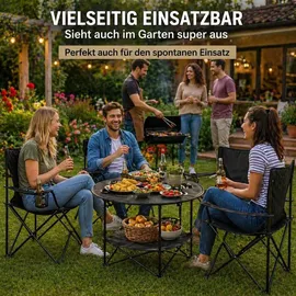 BigDean Camping Set 4x Campingstühle + 1x Campingtisch Schwarz