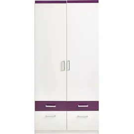 Priess Drehtürenschrank 94 x 193 x 56 cm Lila/Weiß