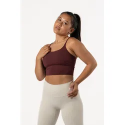 Crop-Top Sport-BH Fitness Varsity - Damen - Glutrot L