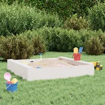 vidaXL Sandkasten mit Sitzen Weiß Quadratisch