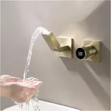 Oihpaw - Wasserhahn Bad Wasserfall Wandmontage Unterputz Armatur aus Badarmatur Mischbatterie Faltbare WasserhahnGold