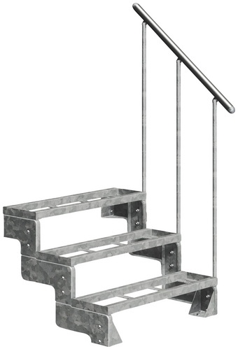 DOLLE Außentreppe »Gardentop«, 3 Einlegestufen, silber, 54 cm Geschosshöhe - silberfarben