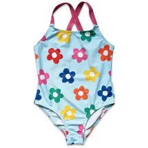 Toby Tiger Badeanzug mit Regenbogenblumen Print Blau 110