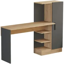 [en.casa] Schreibtisch mit Schrank Varhalo 120x153x40 cm Eichenoptik/Anthrazit