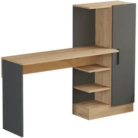 [en.casa] Schreibtisch mit Schrank Varhalo 120x153x40 cm Eichenoptik/Anthrazit