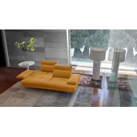 3,5-Sitzer CALIA ITALIA "Toby Wing, italienisches Designsofa mit erstklassigem Sitzkomfort", orange (senape bull), B:228cm H:90cm T:113cm, Leder BULL (100% Leder), Sofas, inklusive Sitztiefenverstellung, Füße in Chrom glänzend