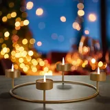 BRUBAKER Kerzenhalter für 4 Teelichter - 26,5 cm Adventskranz Teelichthalter - Adventskerzenhalter Adventsring - Kerzenständer Ring aus Metall für Adventskranz und Weihnachtsdeko - Gold