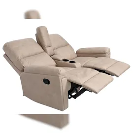 Mendler 2er Kinosessel HWC-K17, Relaxsessel Fernsehsessel Sofa, Nosagfederung Getränkehalter Fach ~ Stoff/Textil beige