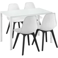 [en.casa] Essgruppe, Mehrfarbig, Glas, 4-Sitzer, Rechteckig, 105x75x60 cm Esszimmer,