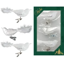 Krebs Glas Lauscha GmbH Christbaumschmuck Glas Vögel Clip 11 cm 3 Stück weiß