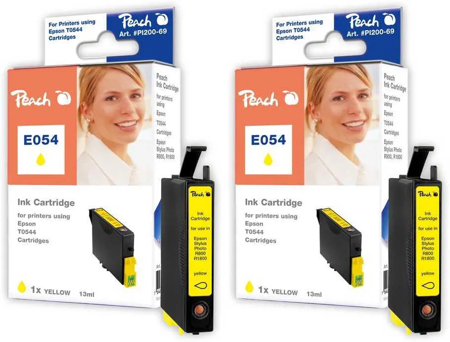 Peach Doppelpack Tintenpatronen gelb kompatibel zu Epson T0544Y*2, C13T05444010