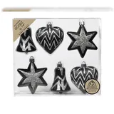 inges magic & goodz 6 Weihnachtskugeln Formen dekoriert Kugeln Kunststoff 9cm 6er Set Schwarz