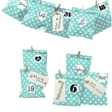 Frau Wundervoll DIY Adventskalender zum Befüllen türkis Punkt 13x16,5cm