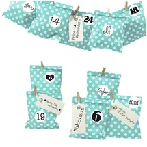 Frau Wundervoll DIY Adventskalender zum Befüllen türkis Punkt 13x16,5cm