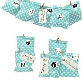 Frau Wundervoll DIY Adventskalender zum Befüllen türkis Punkt 13x16,5cm