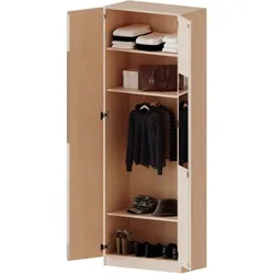 Garderobenschrank mit Spiegel und Garderobenstange, 6 Ordnerhöhen - Serie evo180