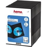 Hama DVD-Doppelhülle Super Slim (auch passend für CDs und Blu-rays, ultra schmal, mit Folie zum Einstecken des Covers) 25er-Pack, schwarz