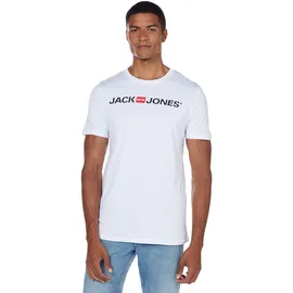 JACK & JONES Herren Rundhals T-Shirt JJECORP Logo Slim Fit Plussize XXL-8XL, Größe:5XL, Farbe:White 12184987