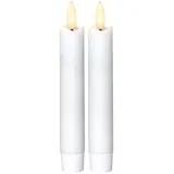Star Trading LED Stabkerzen Flamme 2er Set, weiß, 15x2cm
