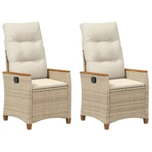 vidaXL Verstellbarer Gartenstuhl 64 x 57,5 x 112 cm beige/creme