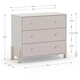 CaliCosy Kinderkleiderschrank Enola 40 x 80 x 90 cm Holz lackiert beige