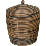 Krines Home Aufbewahrungskorb Mehrfarbiger Flechtkorb Aufbewahrungskorb aus Rattan mit Deckel braun Ø 53 cm x 68 cm