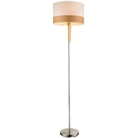 GLOBO Stehleuchte Wohnzimmerlampe Standlampe Schlafzimmerleuchte Holzlampe, Textilschirm beige Nickel