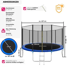 Tectake Garfunky 427 cm inkl. Sicherheitsnetz und Leiter schwarz/blau