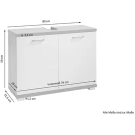 byLIVING Waschbeckenunterschrank Nebraska 80 x 59 cm Anthrazit/Weiß Hochglanz