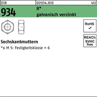 schmidt's onlineshop Sechskantmutter DIN 934 M10 8 galvanisch verzinkt 500 Stück